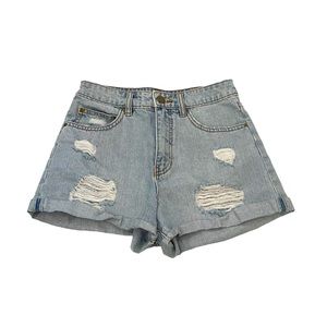 Billabong light wash high waisted distressed shorts size 25